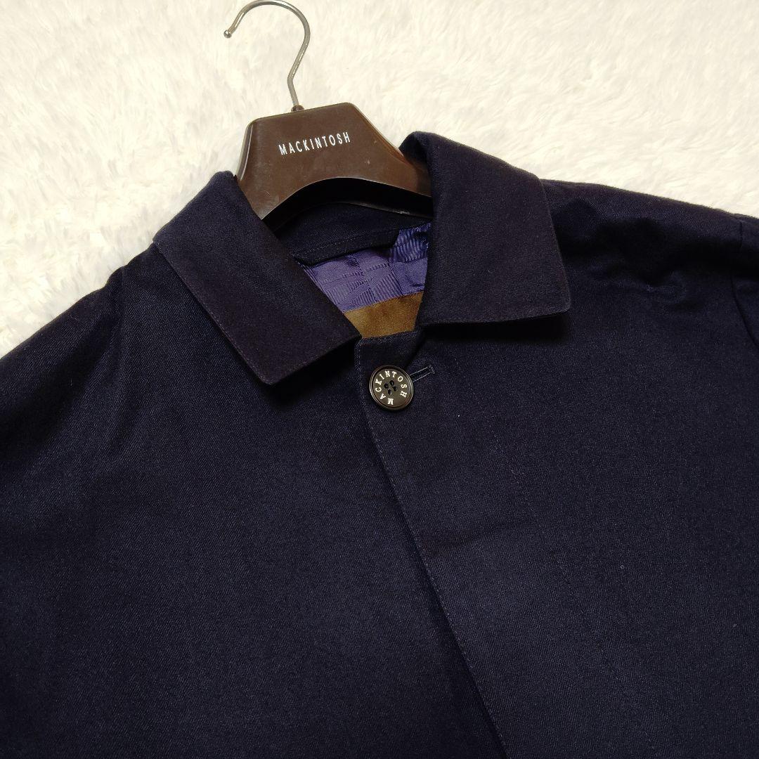 美品 マッキントッシュ ロロピアーナ ステンカラー ネイビー 38 L