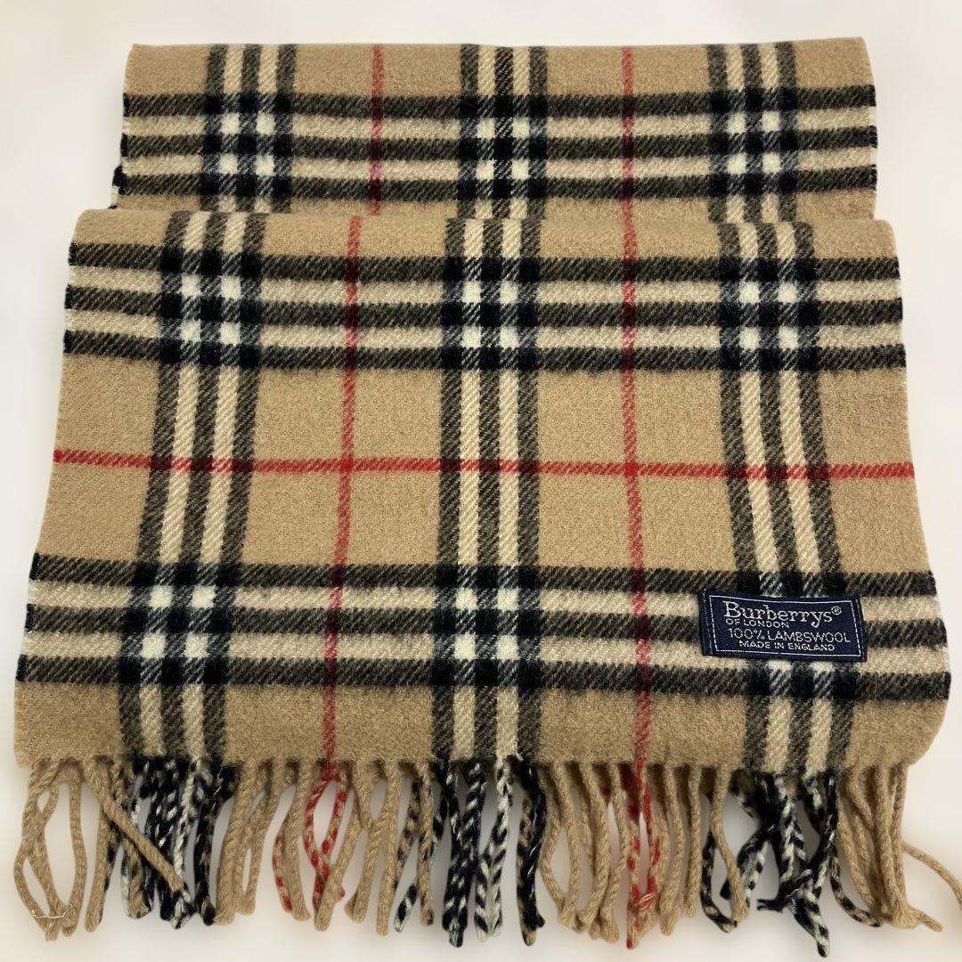 バーバリーBurberry'sチェック柄マフラー 100%ラムウール