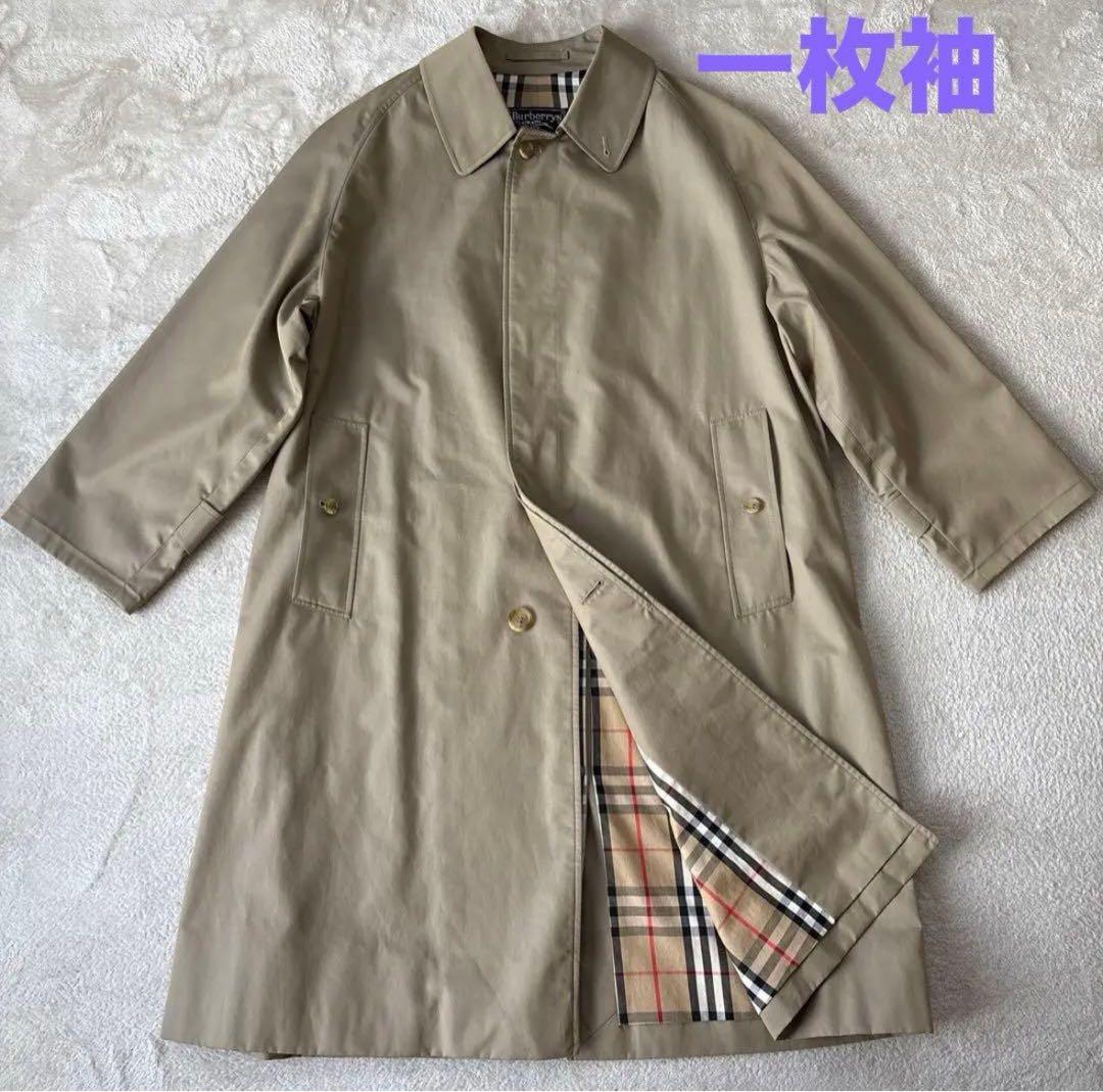 【一枚袖】ビンテージ　バーバリーズ　ステンカラーコートL ベージュ　ノバチェック