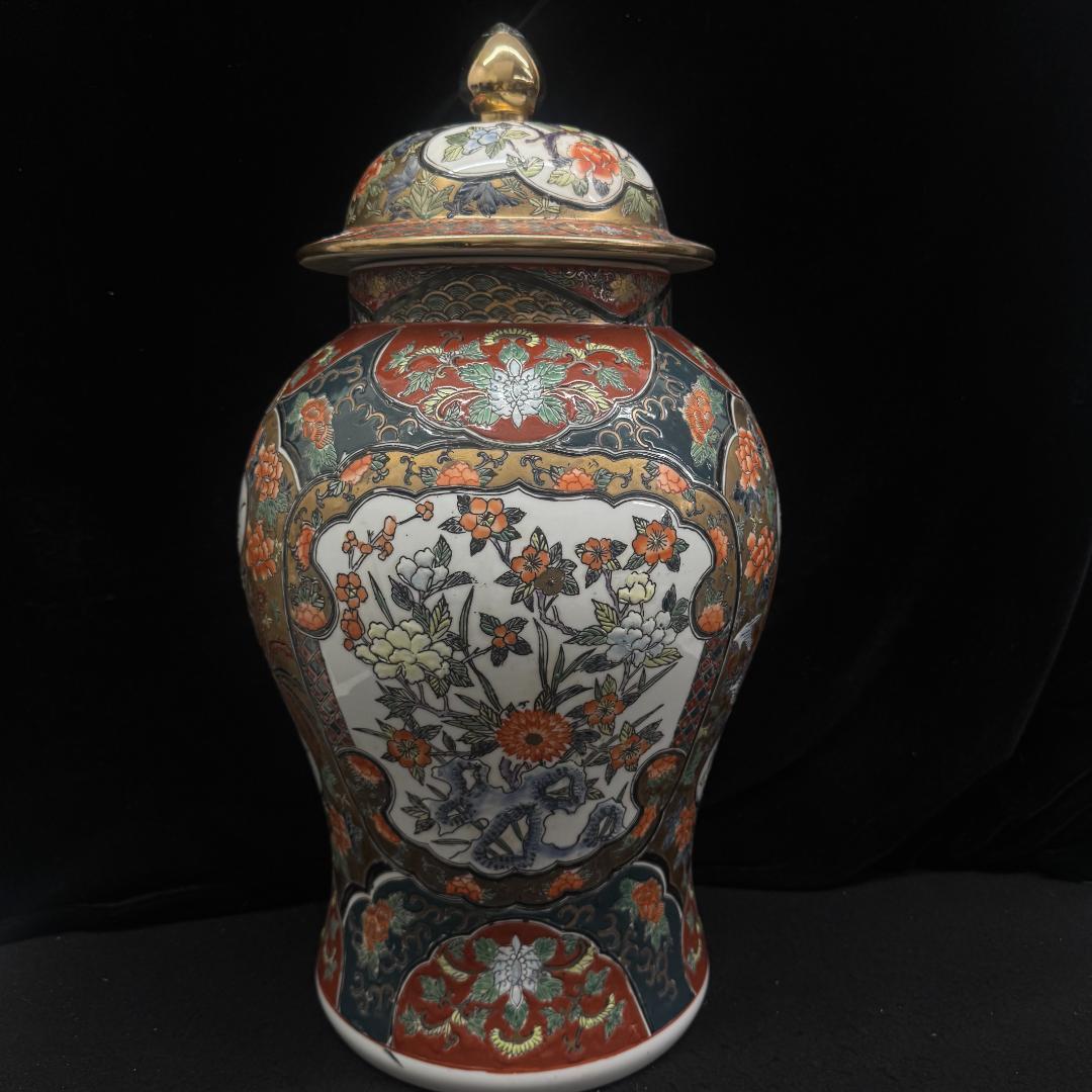 古伊万里　 赤絵 金襴手沈香壺　高さ51㎝