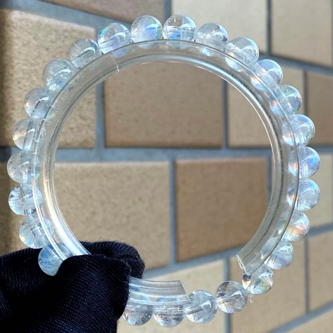 発色良好❣️マダガスカル産レインボームーンストーン7.3-7.4mmブレスレット