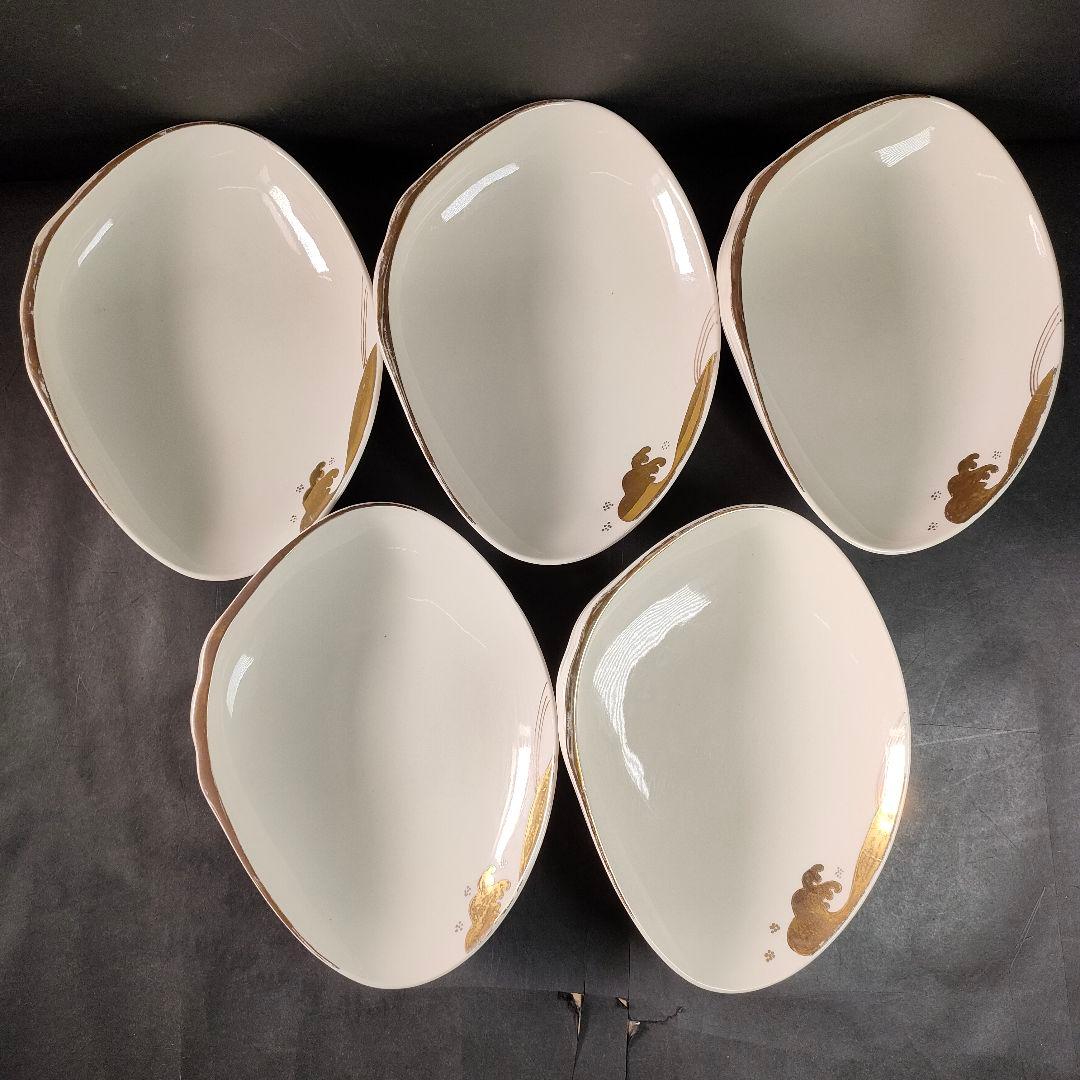 C10-1/金彩波文銘々皿 大皿10客・小皿10客/和食器/懐石料理/懐石道具