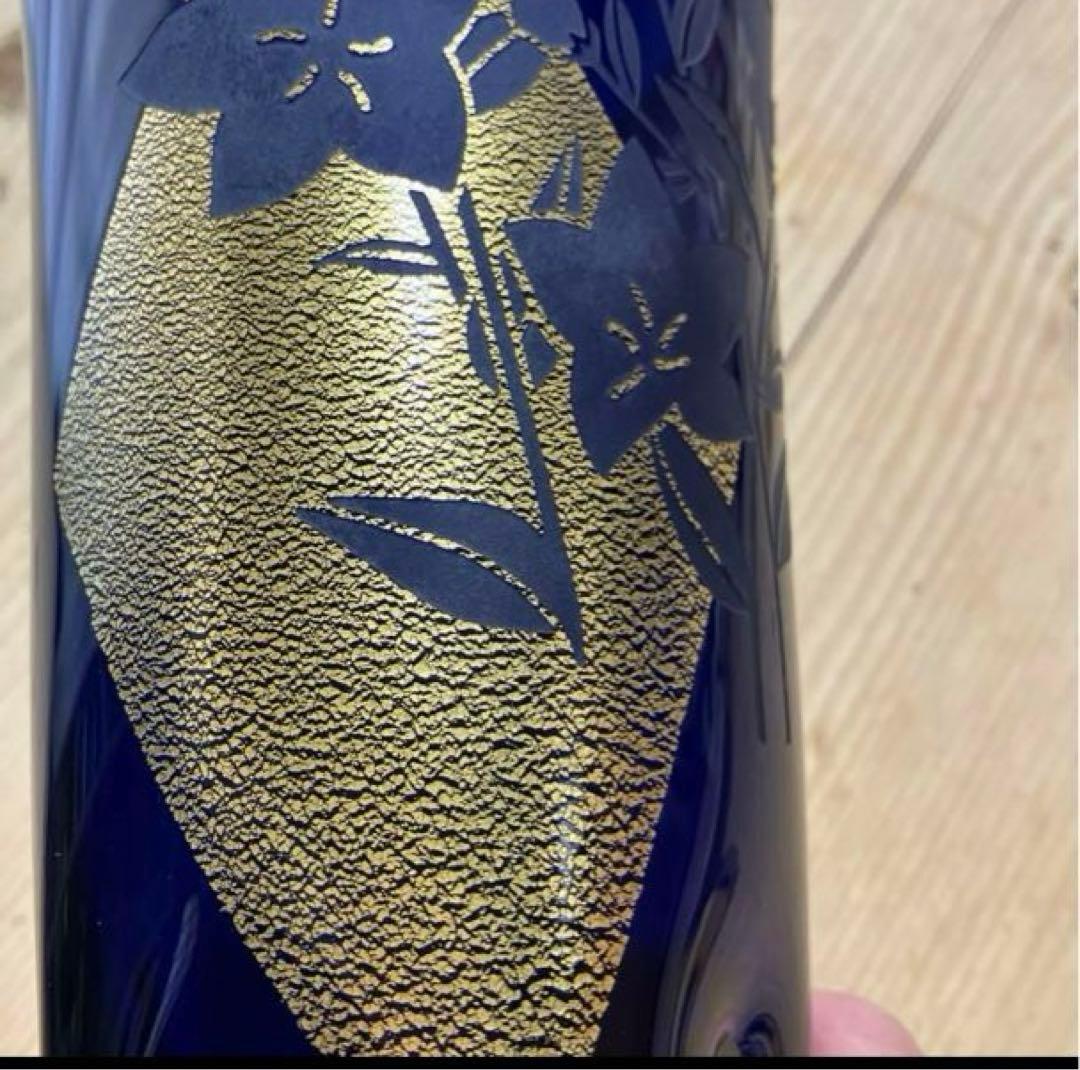 瑠璃金彩　江戸硝子　東洋佐々木クリスタル花瓶