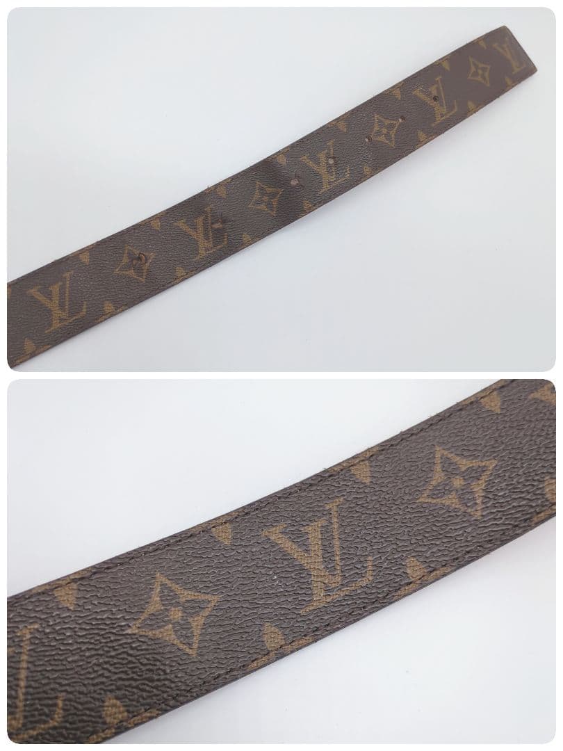 【人気モデル】ルイヴィトン☆ベルト モノグラム LVロゴ バックル ゴールド金具
