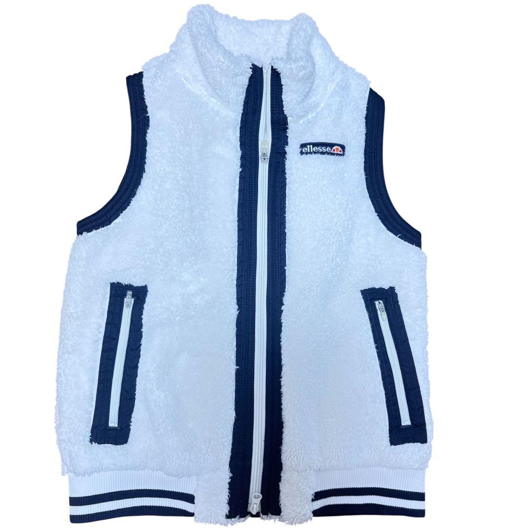 ellesse エレッセボアベスト Mサイズ ホワイト/ネイビーテニスウェア