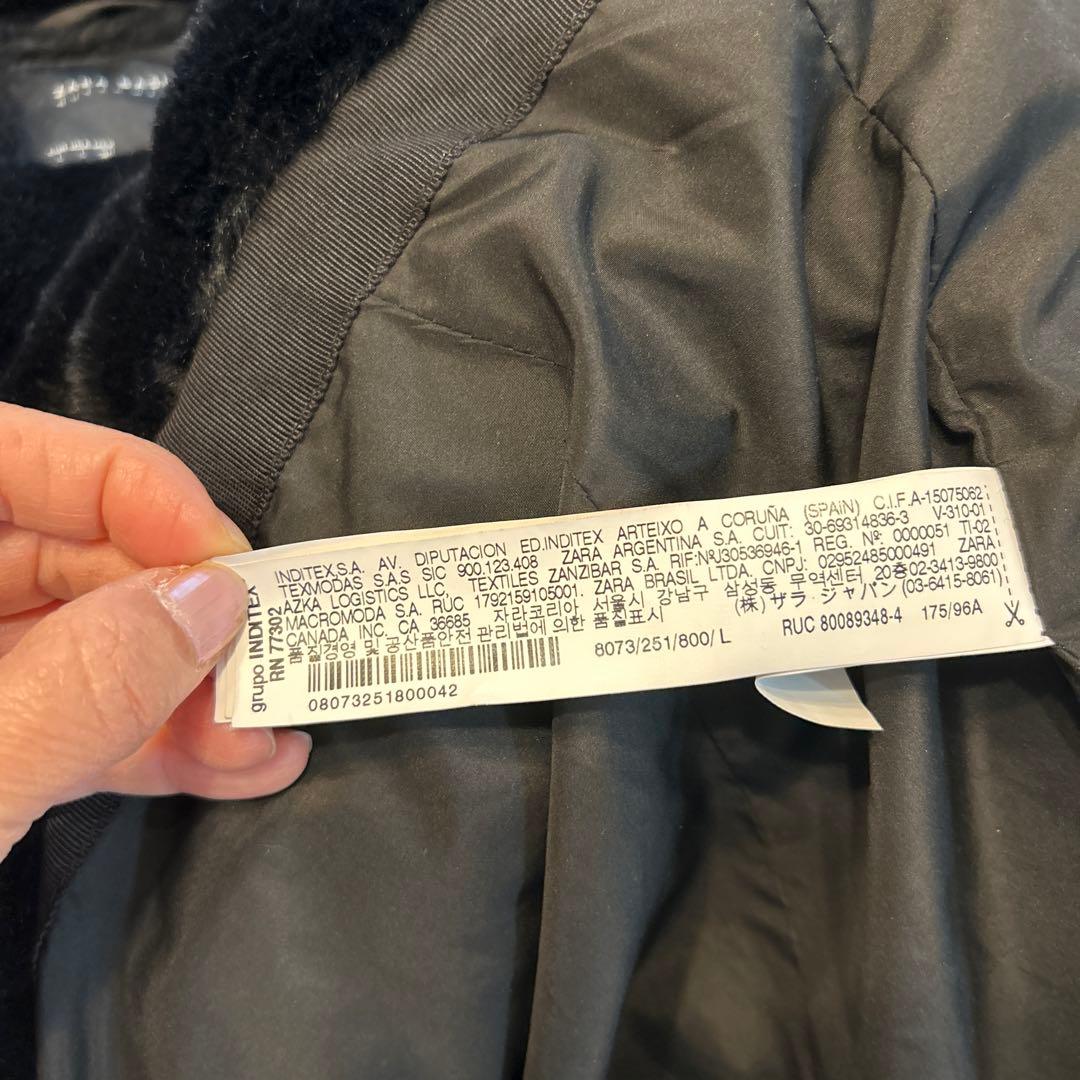 ザラ✳︎ZARA BASIC✳︎ファー付きダウンロングコート 黒