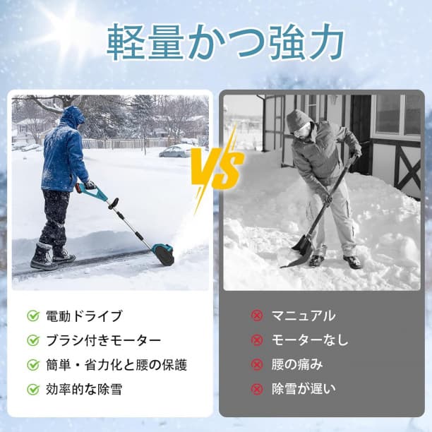 電動除雪機 除雪機 コードレス 雪かき 21V/4.0Ah 軽量 折り畳み