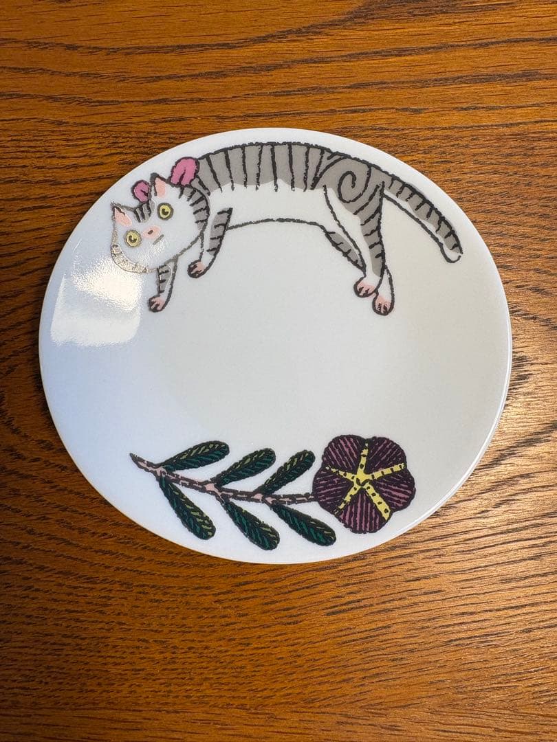 ◉新品未使用◉ 鹿児島睦　ネコと花のプレート２枚　箱付