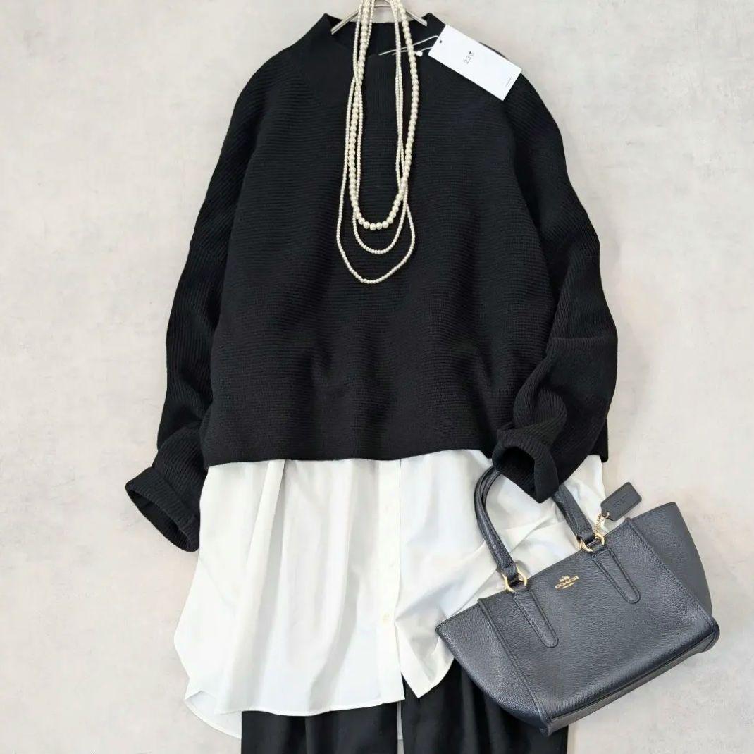 未使用★23区 サイズ46 レイヤードコンビニット 洗える 大きい