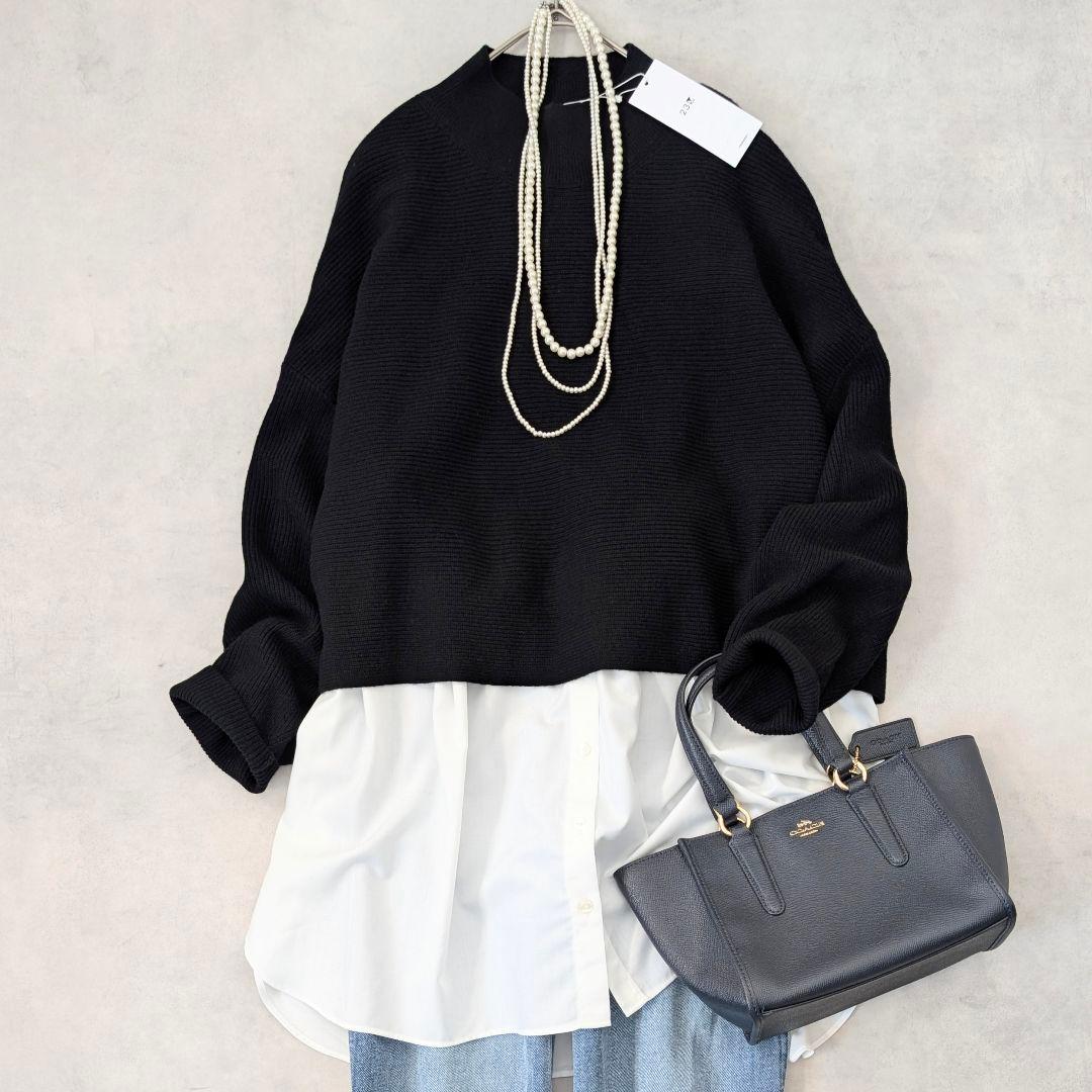 未使用★23区 サイズ46 レイヤードコンビニット 洗える 大きい