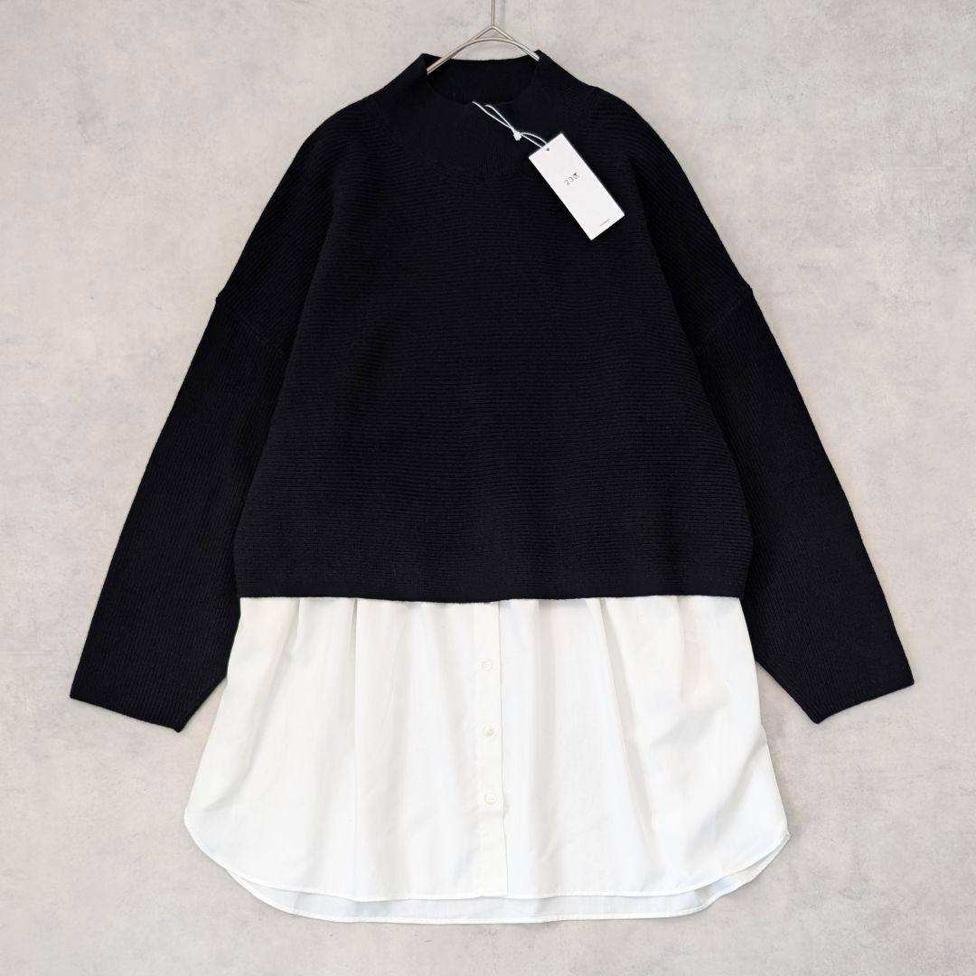 未使用★23区 サイズ46 レイヤードコンビニット 洗える 大きい