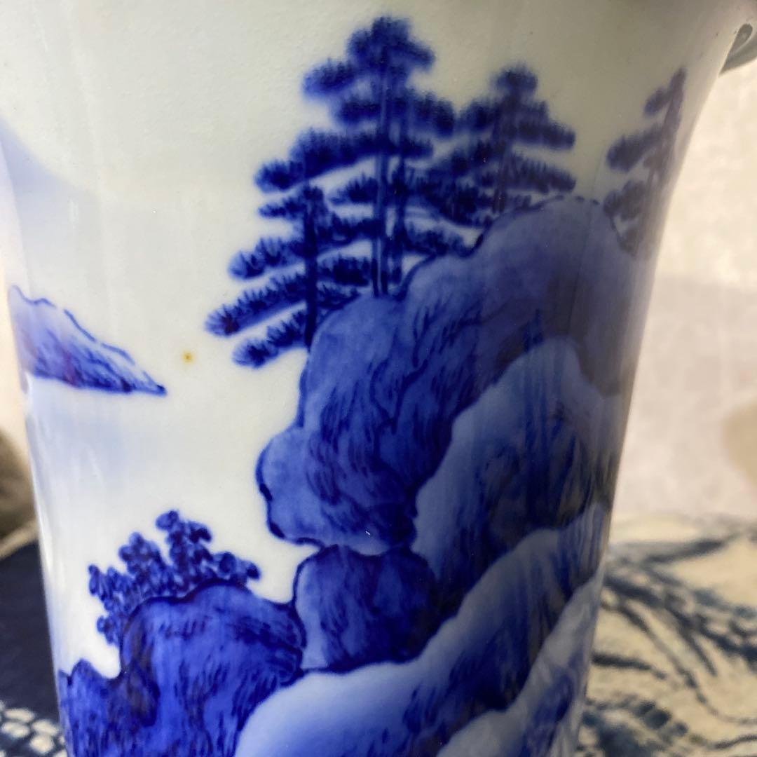 真葛香山　染付　蘭鉢　盆栽