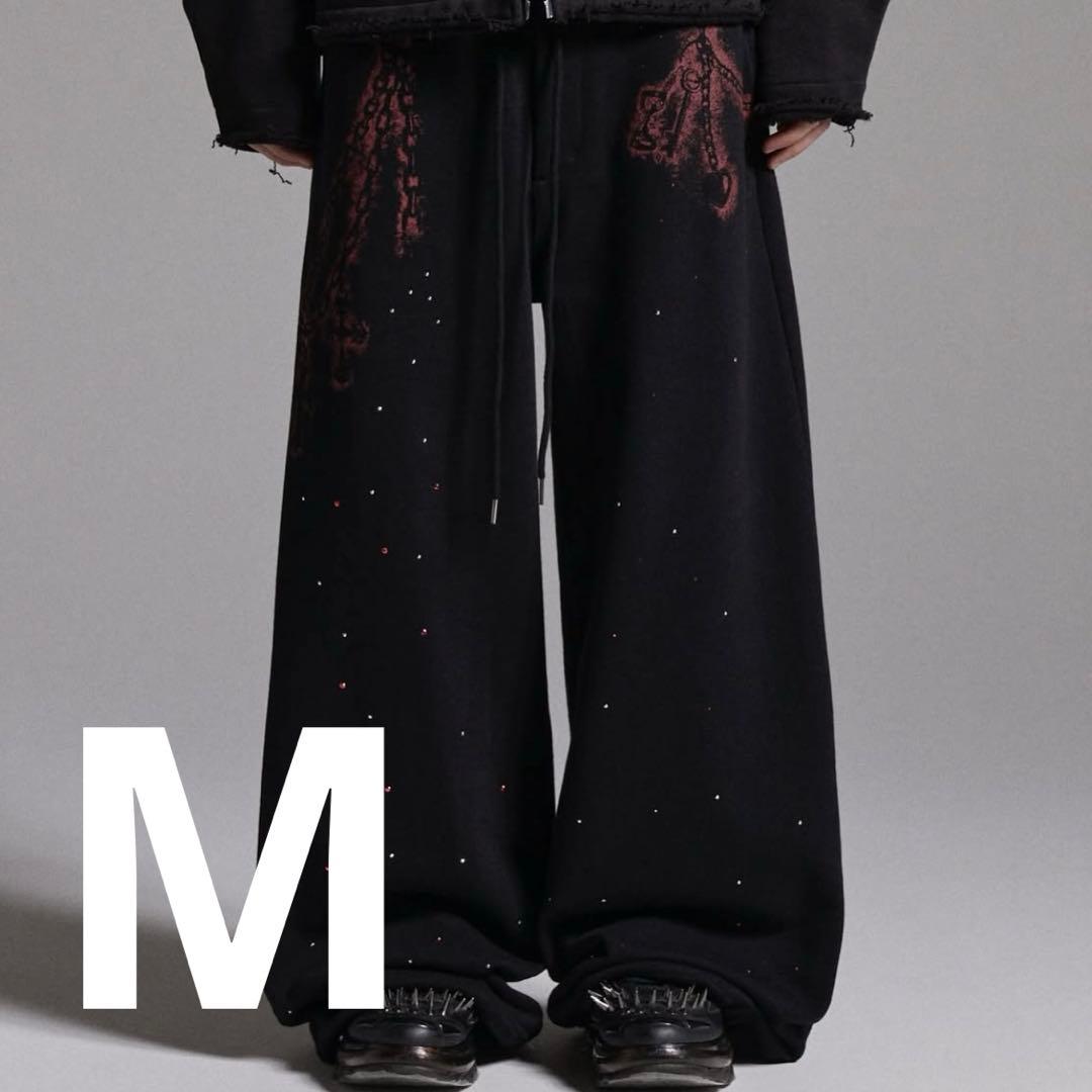 【GRANCY】ライトストーンデザインレイヤードスウェットパンツ