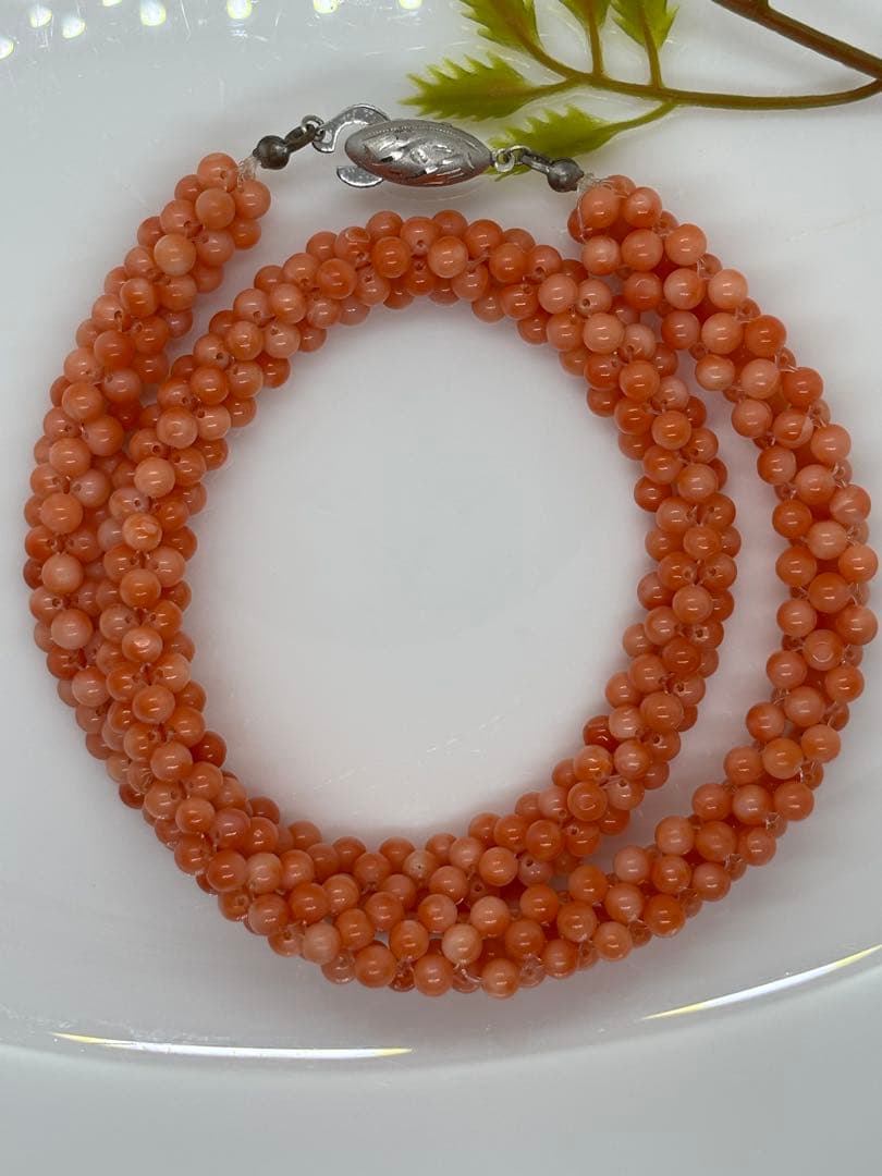 天然桃サンゴ　本珊瑚　ペンダントトップ　ネックレス（s801)