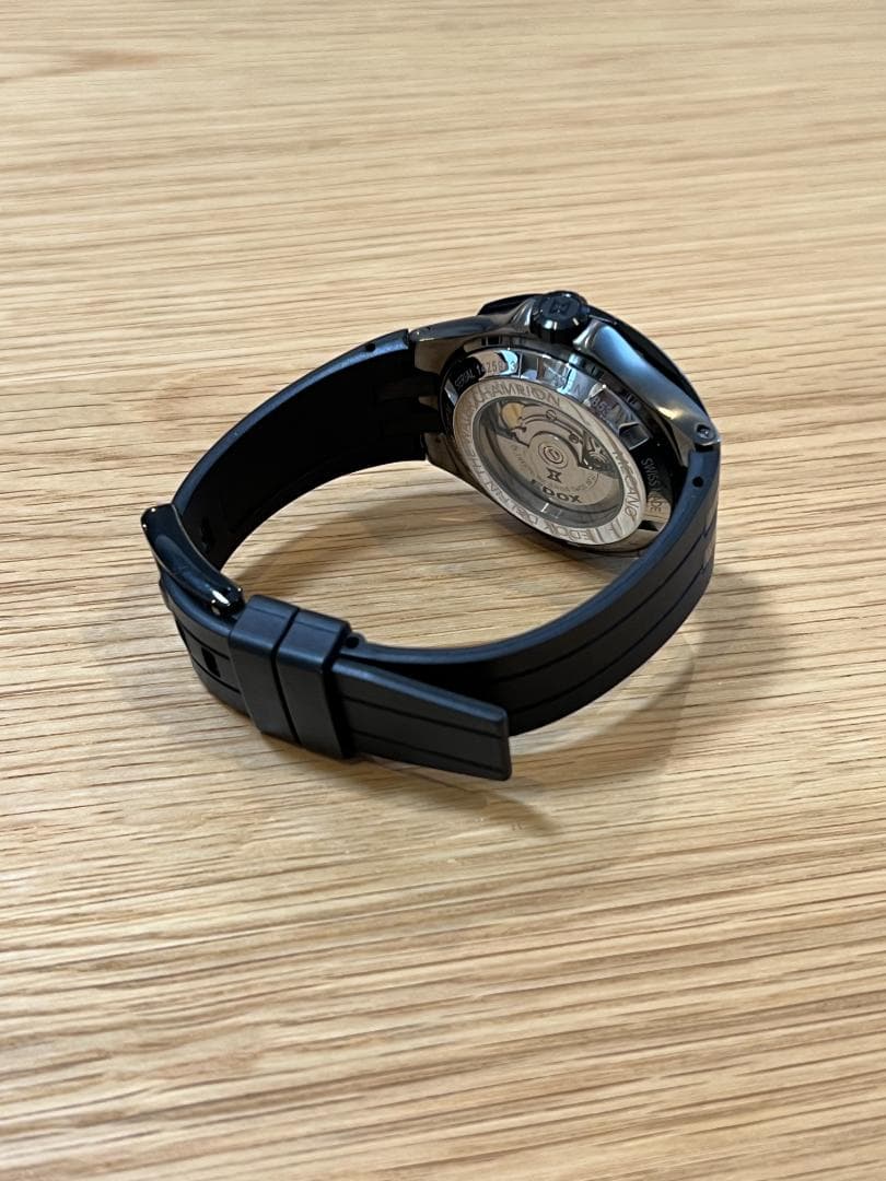 Edox Delfin Mechanoブラックラバーバンド透過ダイヤル時計