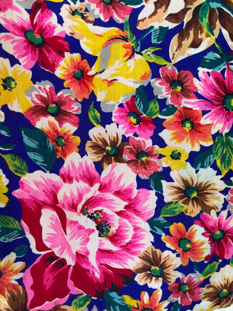 アンティーク　錦紗　子供着物　身丈92センチ　薔薇　ブルーベース