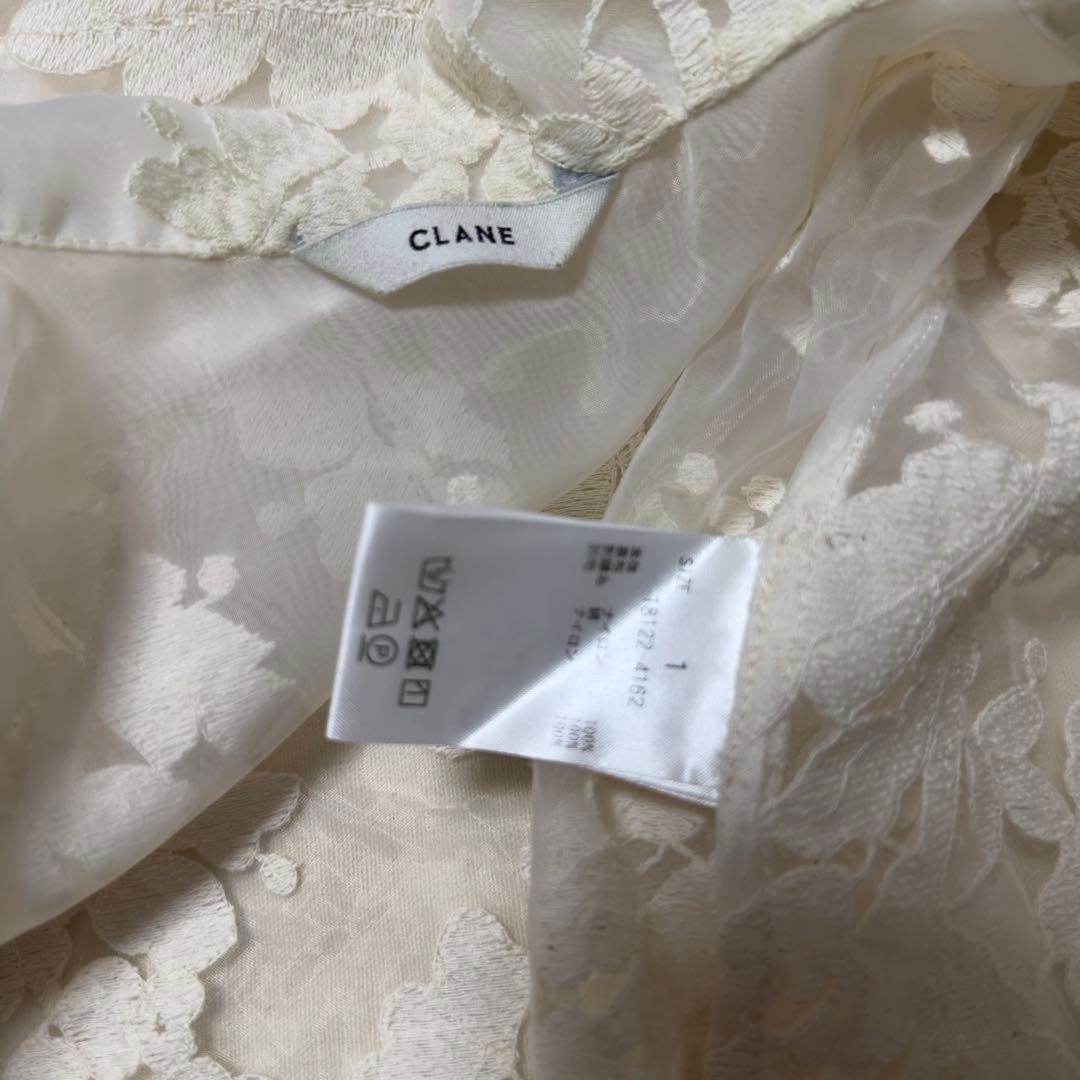 トップス CLANE SHEER FLOWER LACE SHIRT