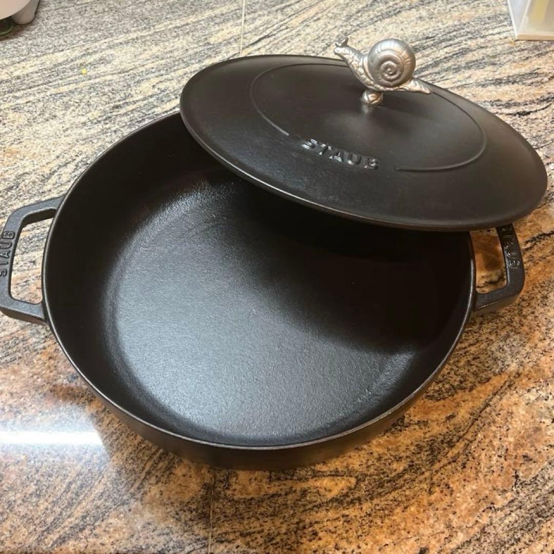 ストウブ　ブレイザーソテーパン　アニマルノブ　28cm ブラック