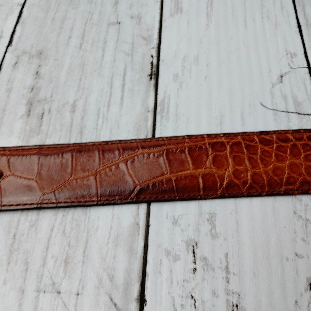 ブルネロクチネリ【クロコレザー】ベルト　ブラウン系　極上レザー　シルバー金具