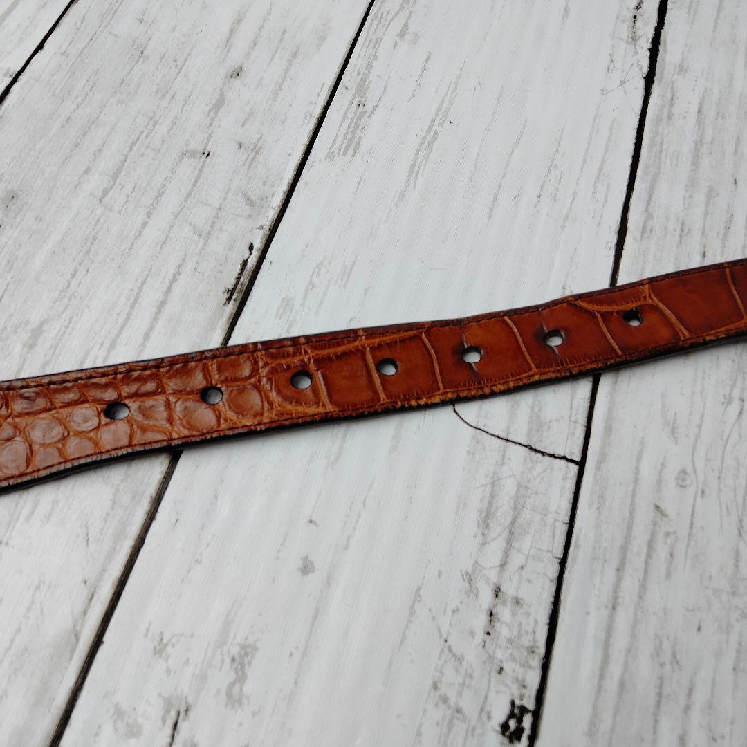 ブルネロクチネリ【クロコレザー】ベルト　ブラウン系　極上レザー　シルバー金具