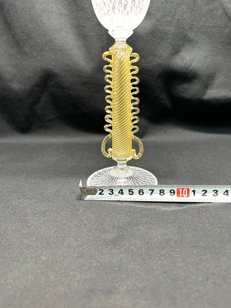 ベネチアングラスSeguso製ホワイト網目模様グラス　ヴィンテージ未使用品