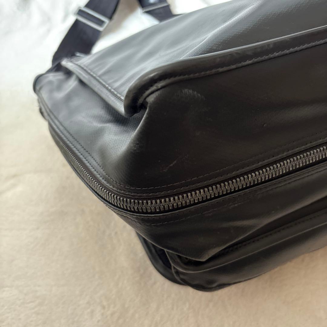 ラゲッジレーベル　ショルダーバッグ　メッセンジャーバッグ　青バッテン　大きめ