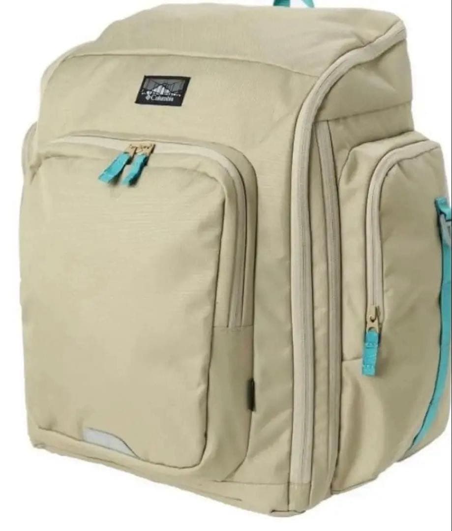 Colombia ベージュリュック ターコイズストラップ付き