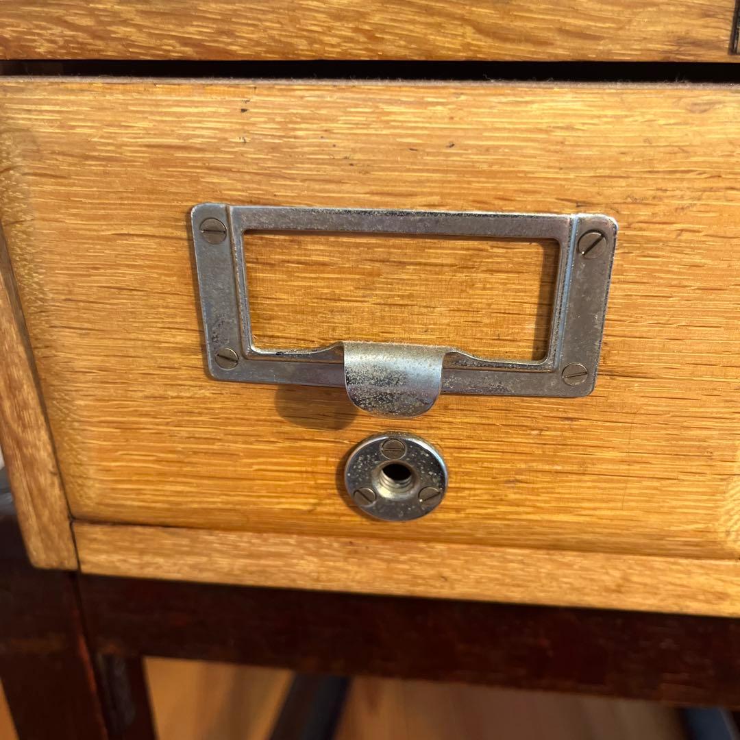 昭和レトロ アンティーク ヴィンテージ 図書館 木製カードケース 小引き出し