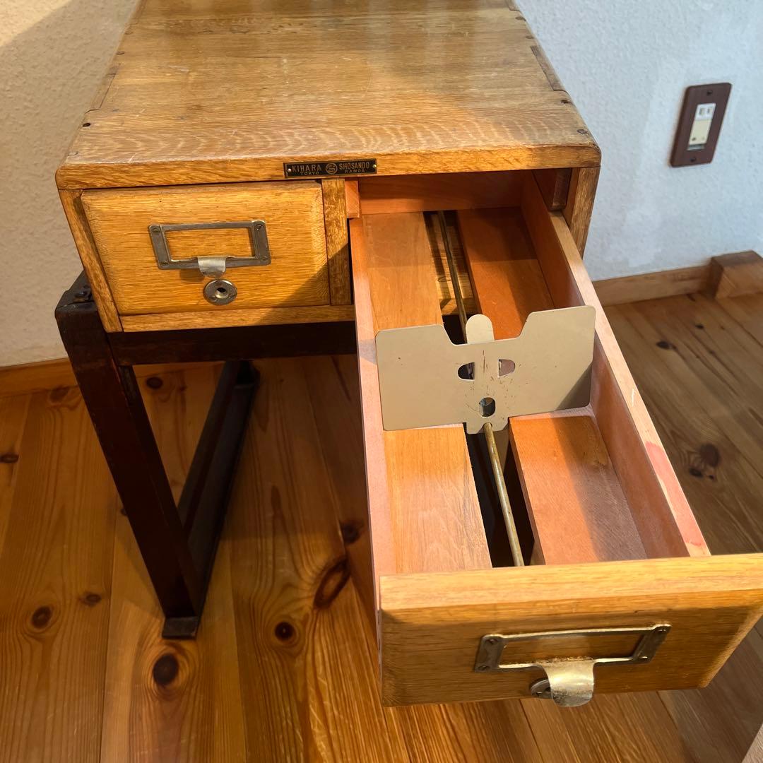 昭和レトロ アンティーク ヴィンテージ 図書館 木製カードケース 小引き出し