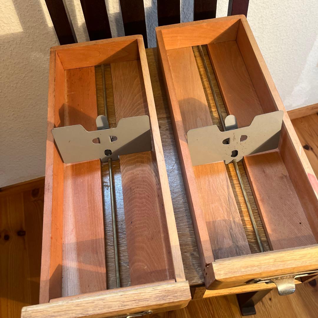 昭和レトロ アンティーク ヴィンテージ 図書館 木製カードケース 小引き出し