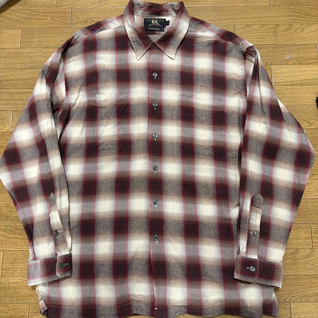 ダブルアールエル　オンブレチェックシャツ　90s L