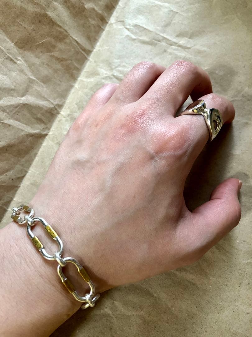 メキシコ製 vintage 925 ブラスコンビ リンクブレスレット