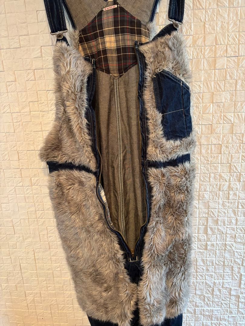 キャピタル KAPITAL ファーとデニムのサロペット　オーバーオール