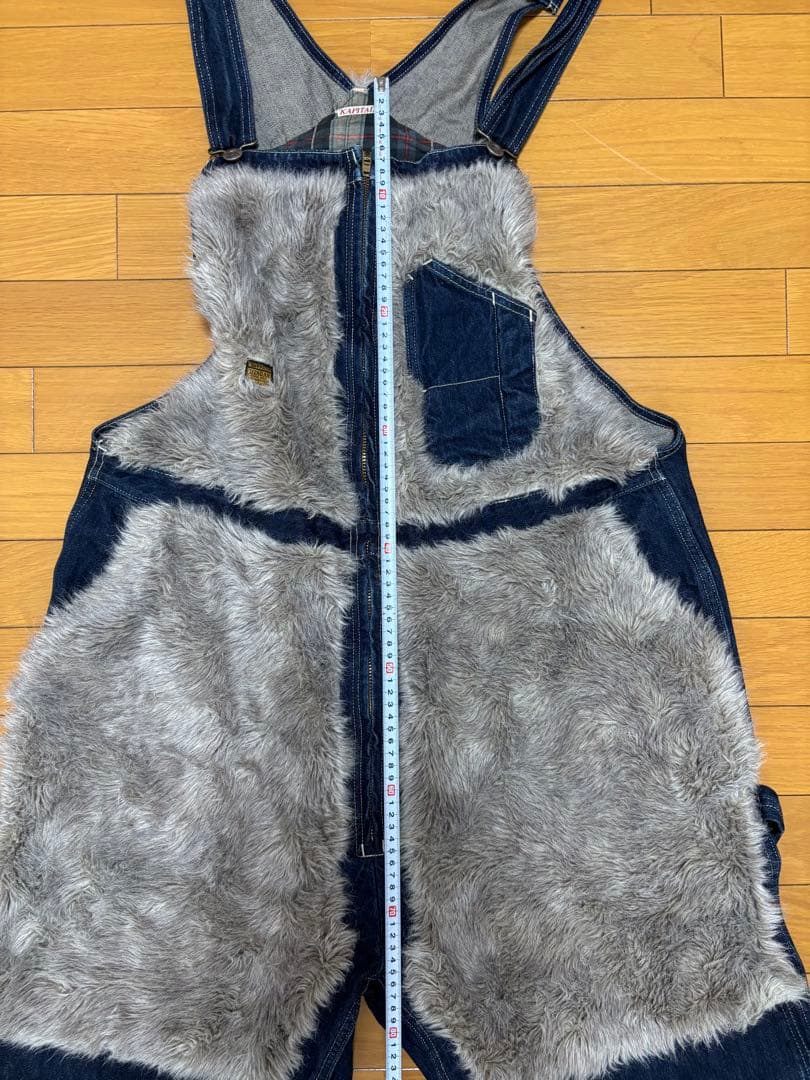 キャピタル KAPITAL ファーとデニムのサロペット　オーバーオール