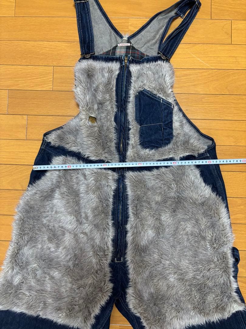 キャピタル KAPITAL ファーとデニムのサロペット　オーバーオール