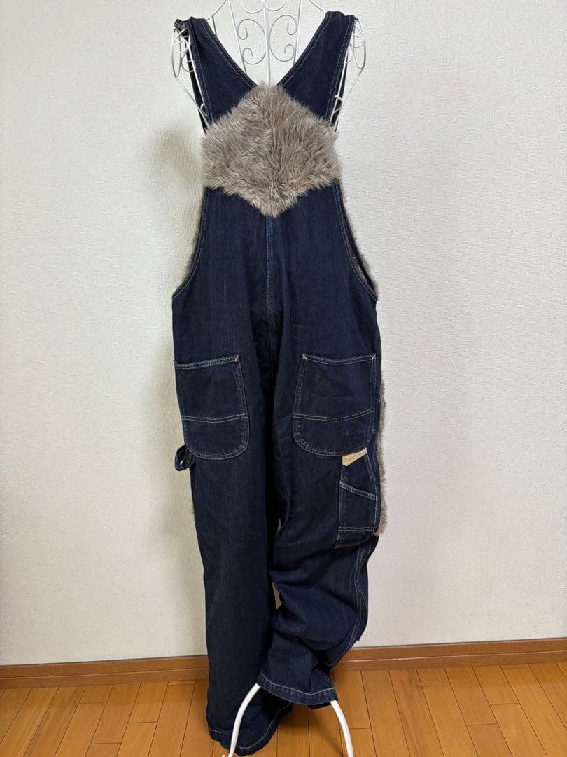 キャピタル KAPITAL ファーとデニムのサロペット　オーバーオール