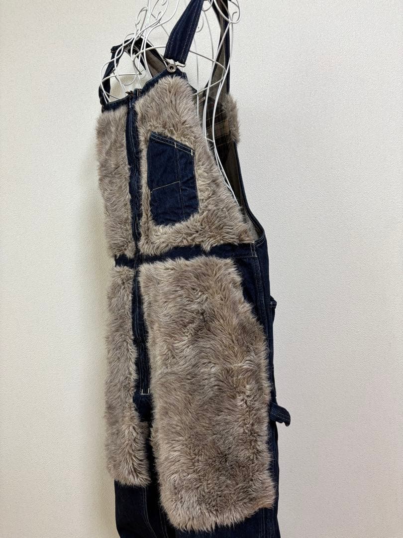 キャピタル KAPITAL ファーとデニムのサロペット　オーバーオール