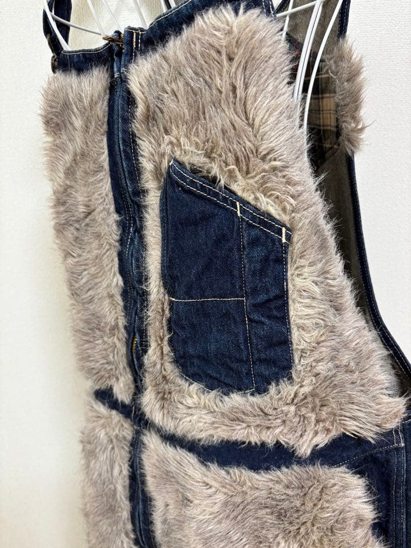 キャピタル KAPITAL ファーとデニムのサロペット　オーバーオール