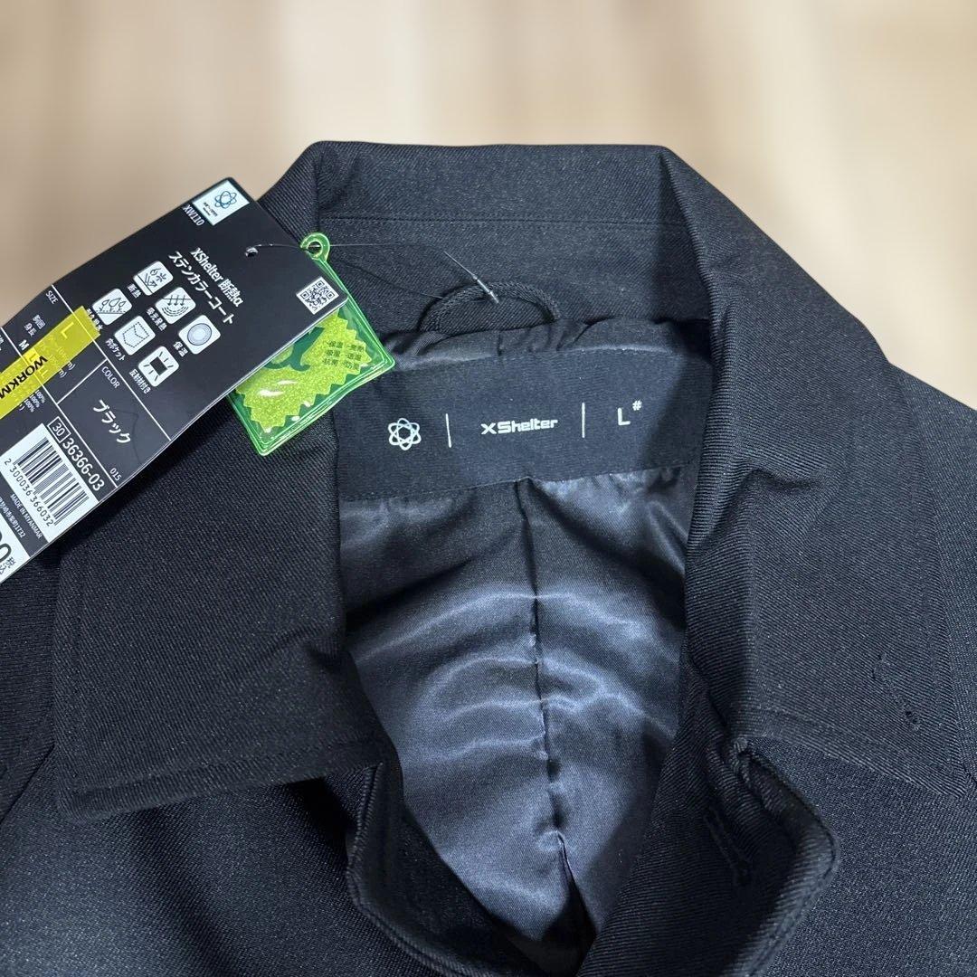 workman ブラック ステンカラーコート XShelter