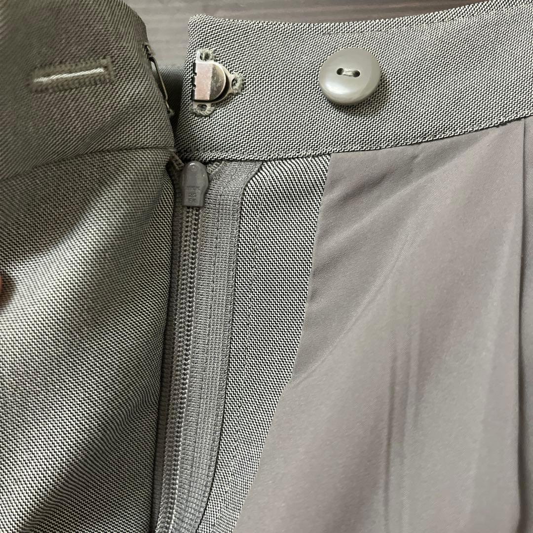 グレー ノーカラー パンツスーツ 上下セット