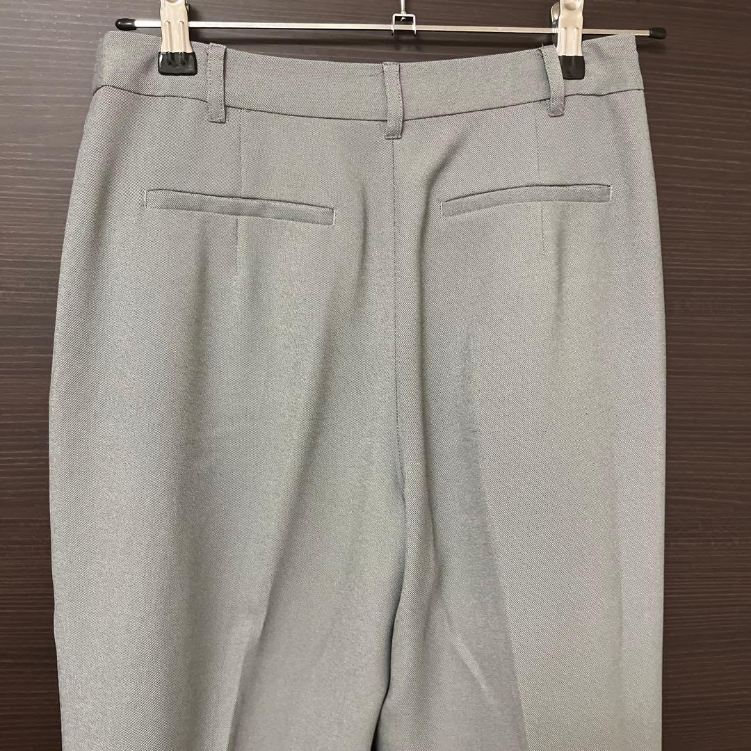 グレー ノーカラー パンツスーツ 上下セット