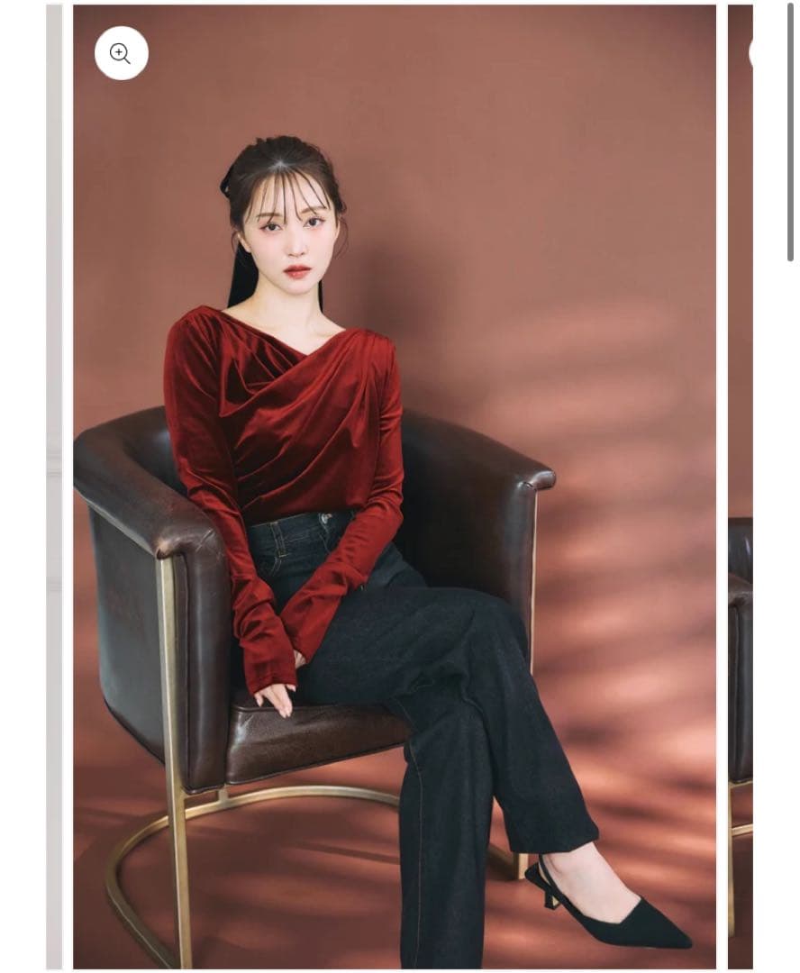 poláura バーガンディ ベロア ドレープトップス M