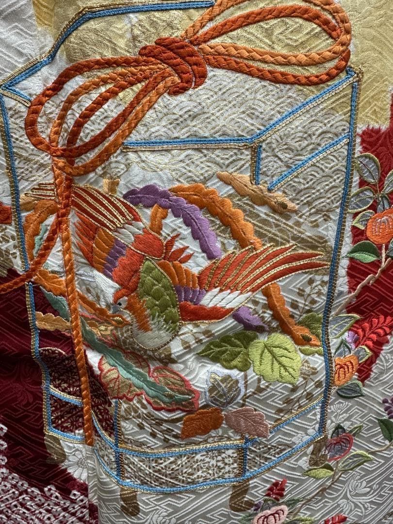 逸品 千總 貝桶 鳳凰 桶絞り 刺繍 金駒 振袖 川島織物 フルセット