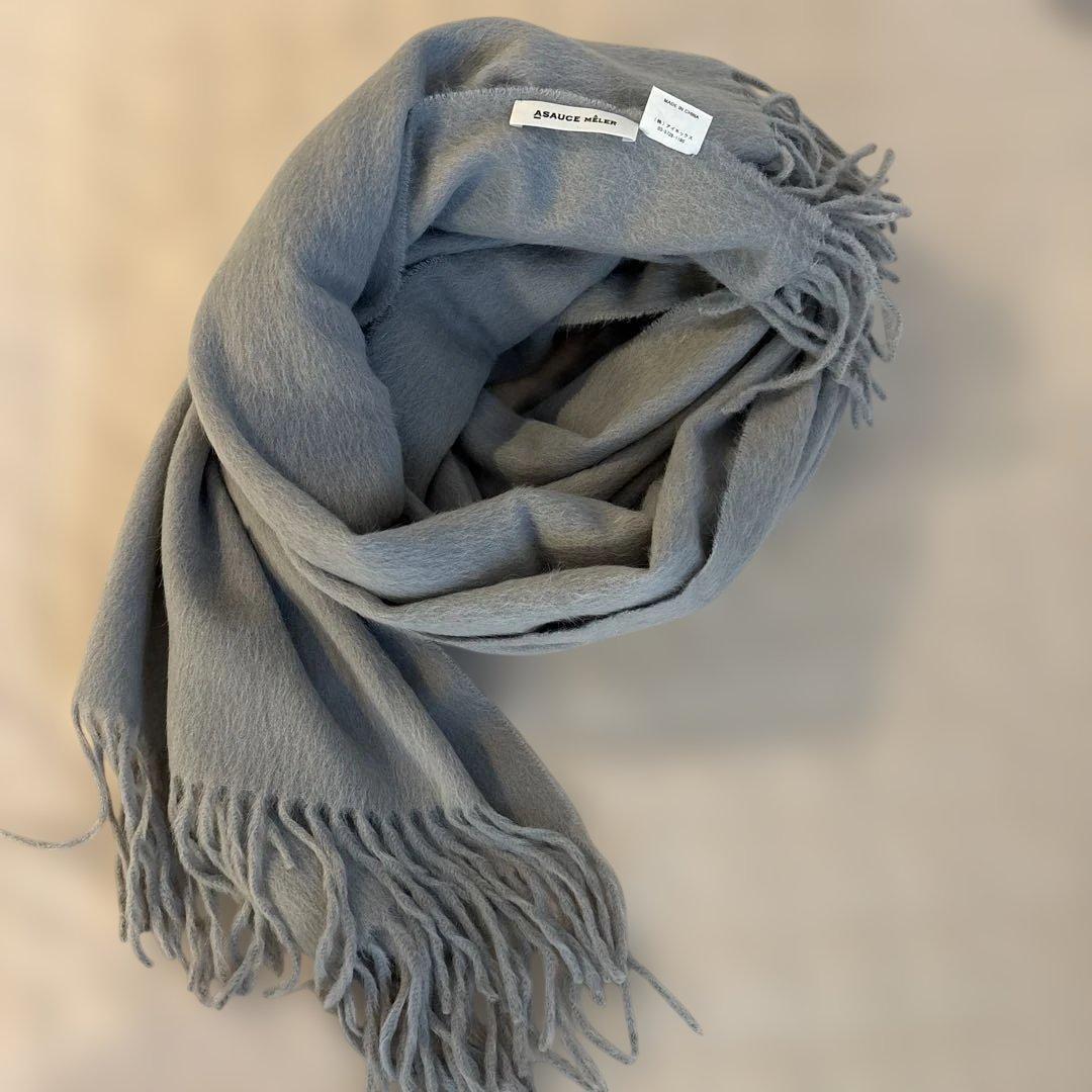 ASAUCE MELLER アルパカ100%グレーストール 216cm×69cm