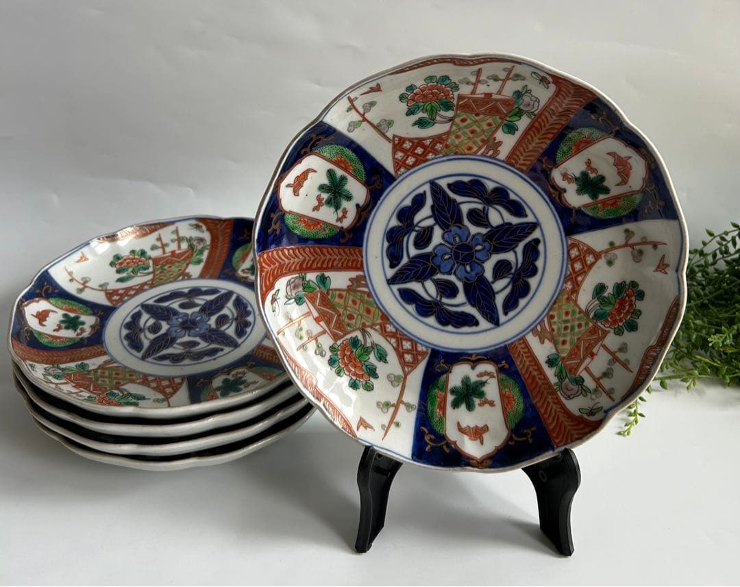 古伊万里 骨董 明治期 伊万里焼　花鳥文 皿　5枚セット