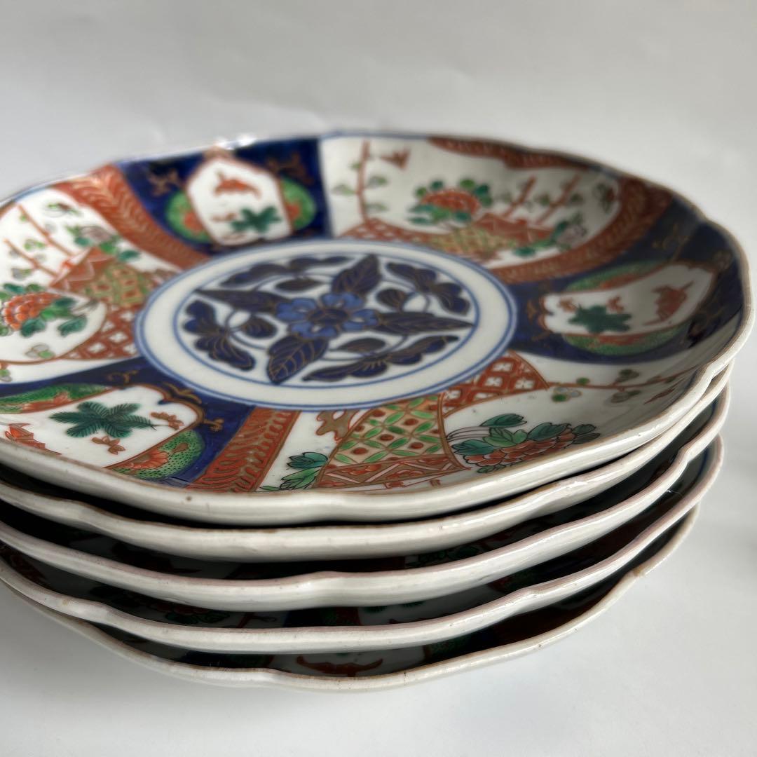 古伊万里 骨董 明治期 伊万里焼　花鳥文 皿　5枚セット