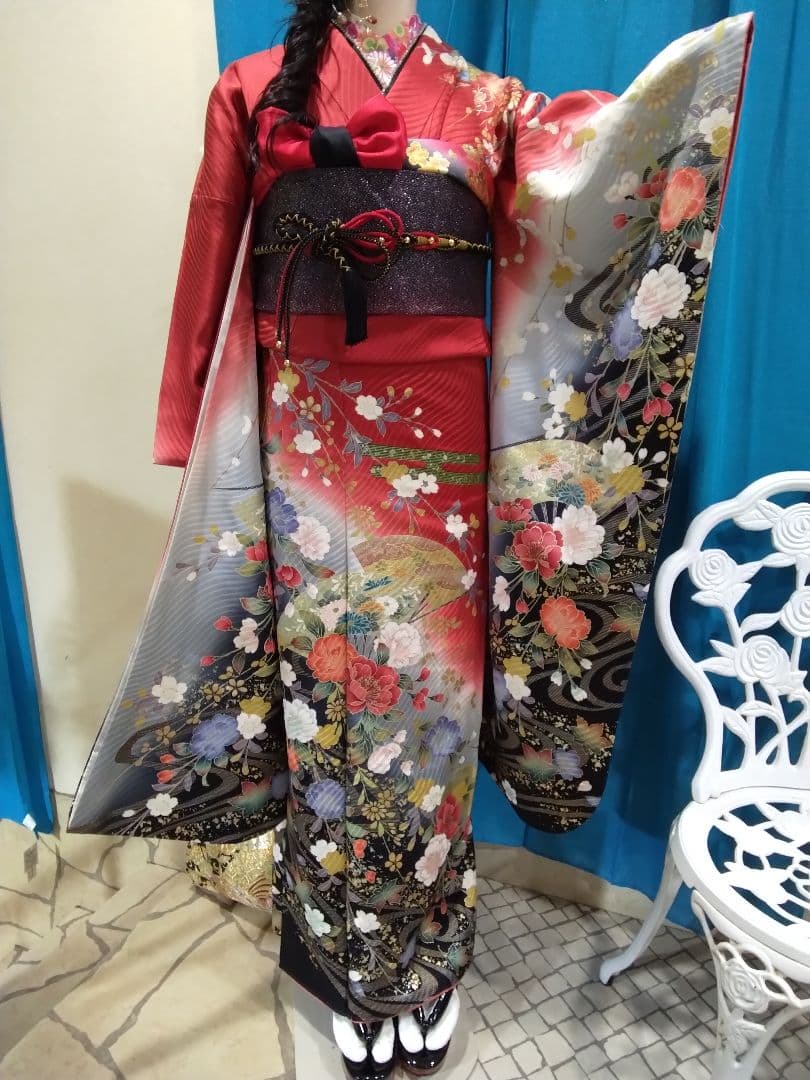 振袖フルセット、正絹振袖セット、成人式、半襟重ね衿、帯揚げ帯締め、西陣袋帯、襦袢
