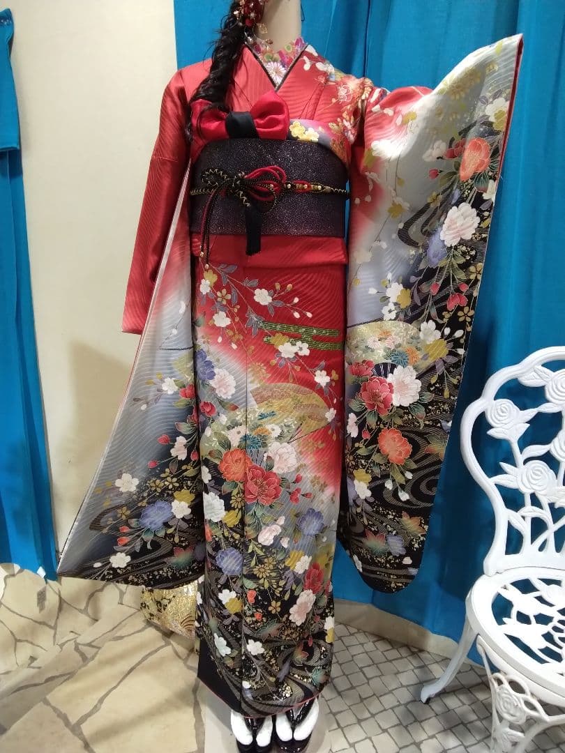 振袖フルセット、正絹振袖セット、成人式、半襟重ね衿、帯揚げ帯締め、西陣袋帯、襦袢