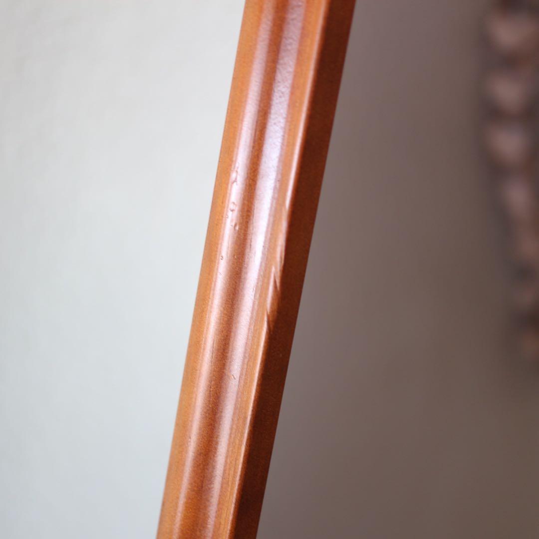 【送料込み】木製フレーム 全身姿見 スタンドミラー 面取り加工 44×151cm