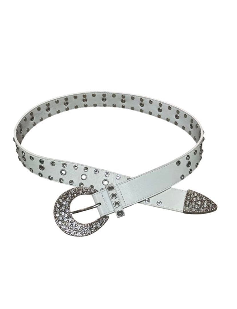 小物 FUTURE ARCHIVE RHINESTONE BELT White